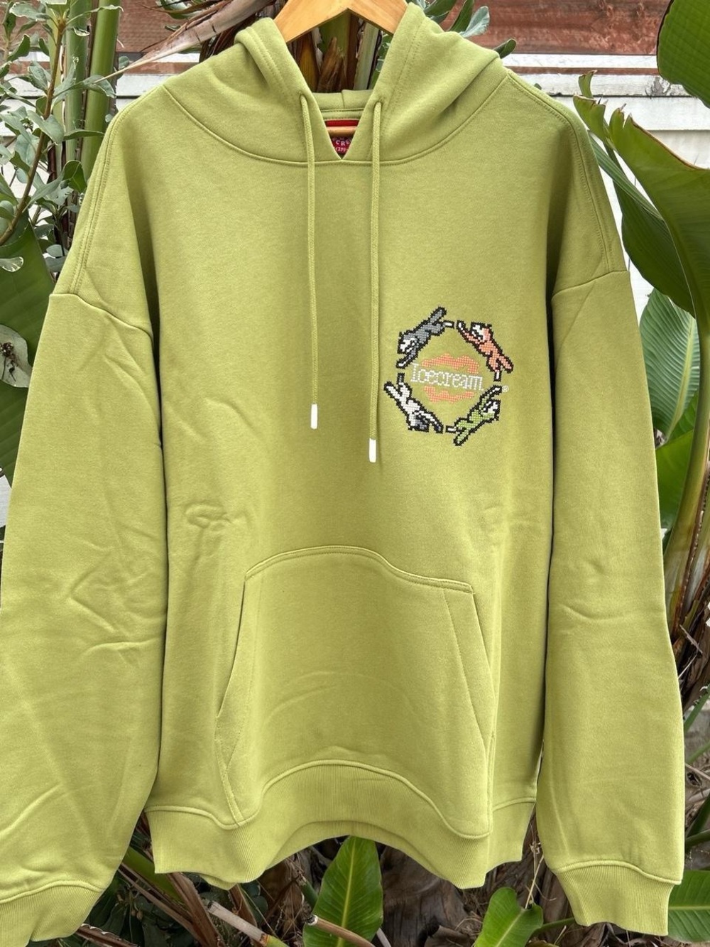 ICECREAM Dippin Dots Pixel Dogs Hoodie Green NWT Large